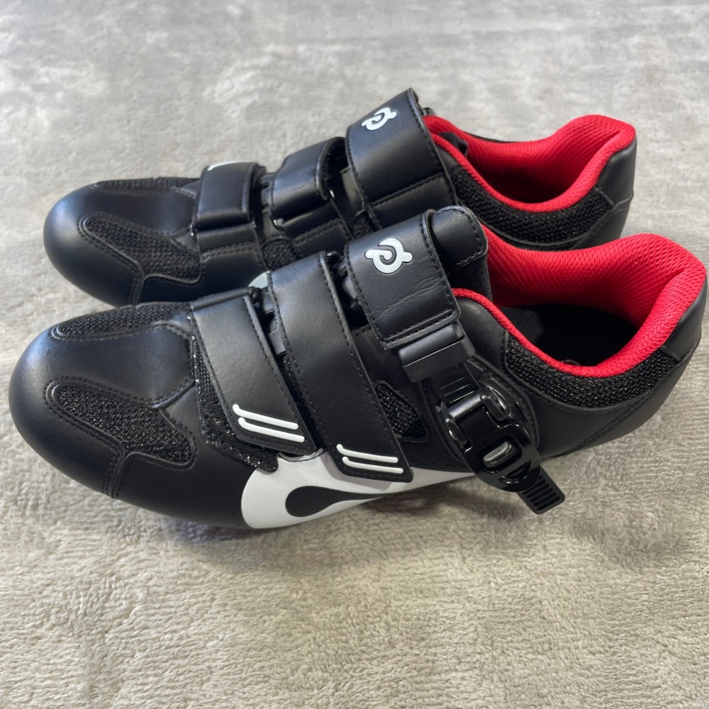 Peloton Road Cycling Shoes 41 US Men 8 Womens 10 Black 3 Bolt Cleats - Picture 4 of 7
